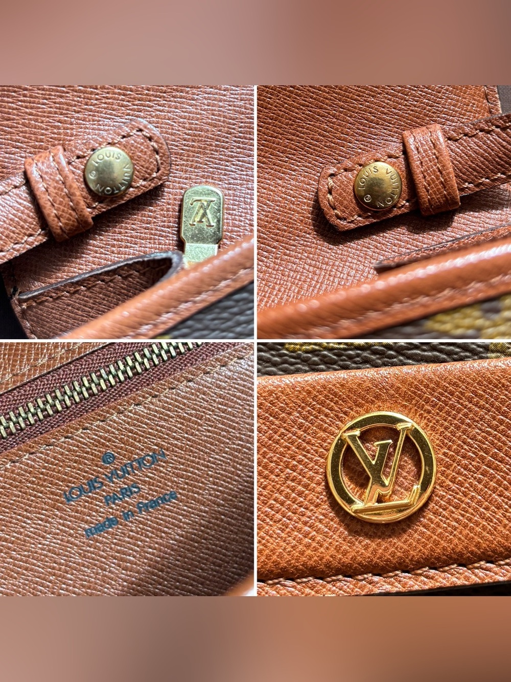 Louis Vuitton Bordeaux Monogram Crossbody Purse Brown Tan Trim Vintage with Box - Picture 6 of 15